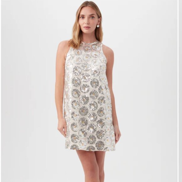 Trina Turk - Johana Desert Palms Daisy Sequin Sleeveless Shift Dress- MWT - Picture 2 of 5